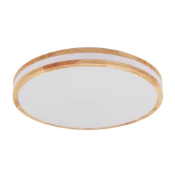 Lindby LED-loftlampe Emiva, 50 cm, CCT, fjernbetjening, træ
