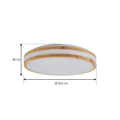 Lindby LED-loftlampe Emiva, Ø 39,5 cm, CCT, træ