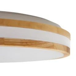 Lindby LED-loftlampe Emiva, Ø 39,5 cm, CCT, træ