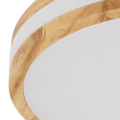 Lindby LED-loftlampe Emiva, Ø 39,5 cm, CCT, træ