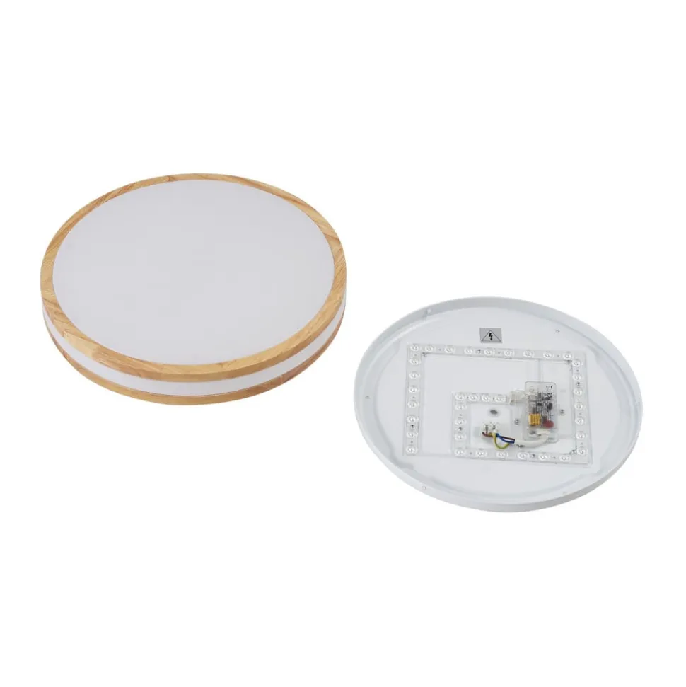 Lindby LED-loftlampe Emiva, Ø 39,5 cm, CCT, træ