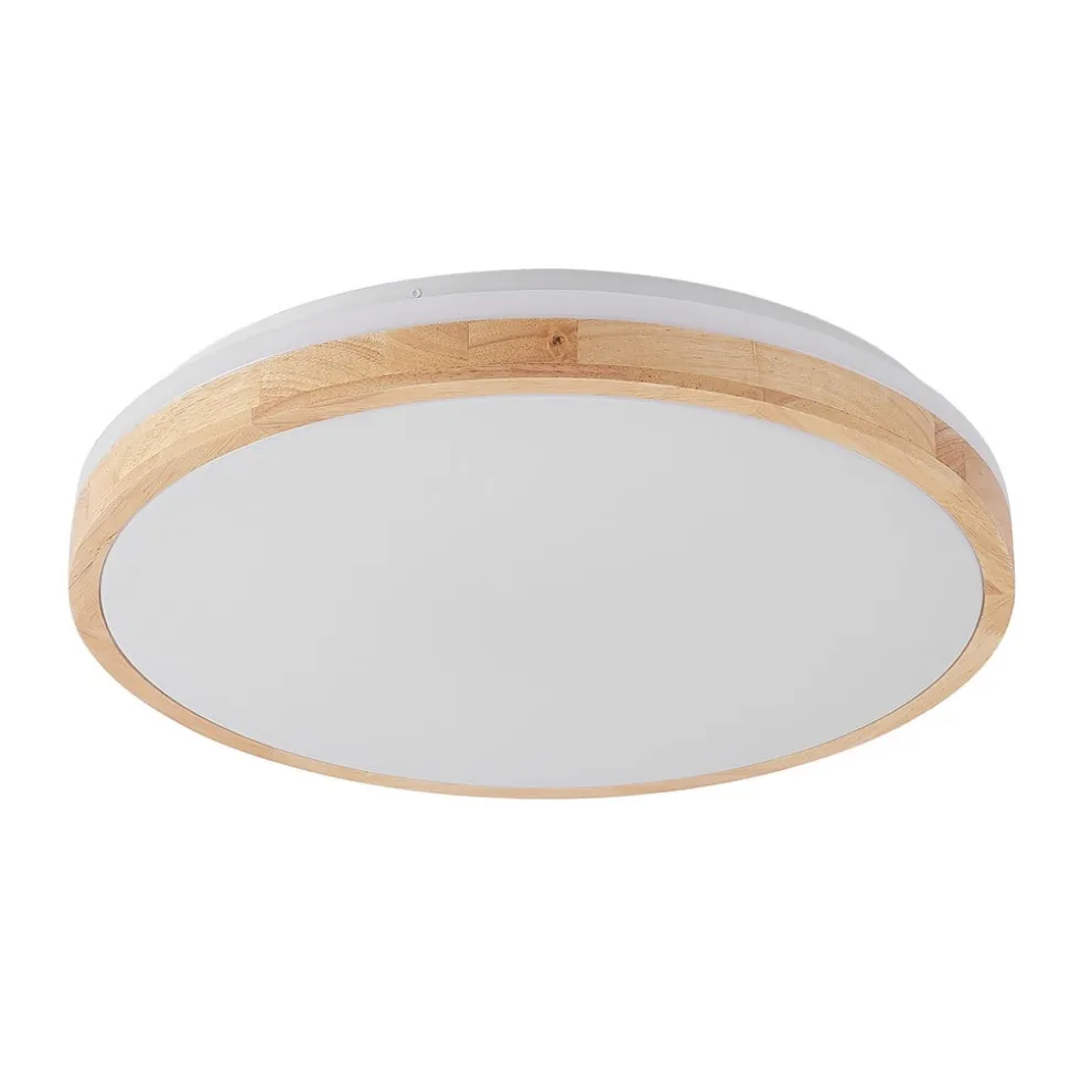 Lindby LED-loftlampe Emiva, Ø 49 cm, CCT, træ