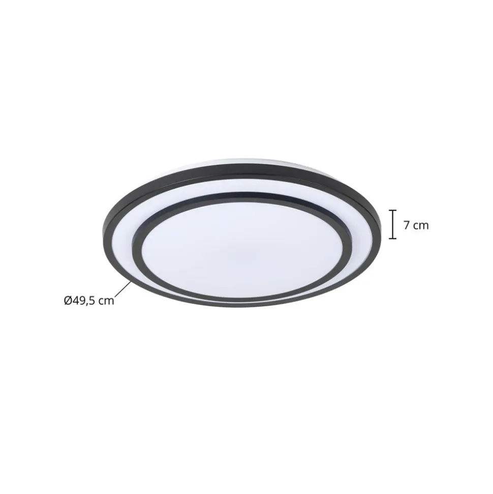 Lindby LED-loftlampe Essina, sort, metal, CCT, dæmpbar.