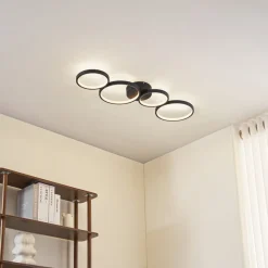 Lindby LED-loftlampe Evengeline, sort, aluminium, 88 cm