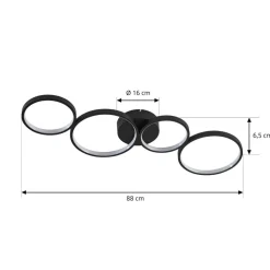 Lindby LED-loftlampe Evengeline, sort, aluminium, 88 cm