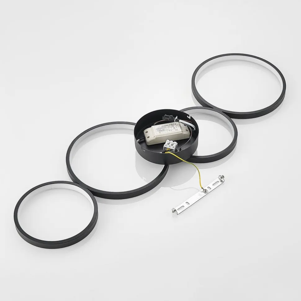 Lindby LED-loftlampe Evengeline, sort, aluminium, 88 cm