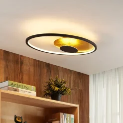 Lindby LED-loftlampe Feival, 61 cm, rust/guld, dæmpbar