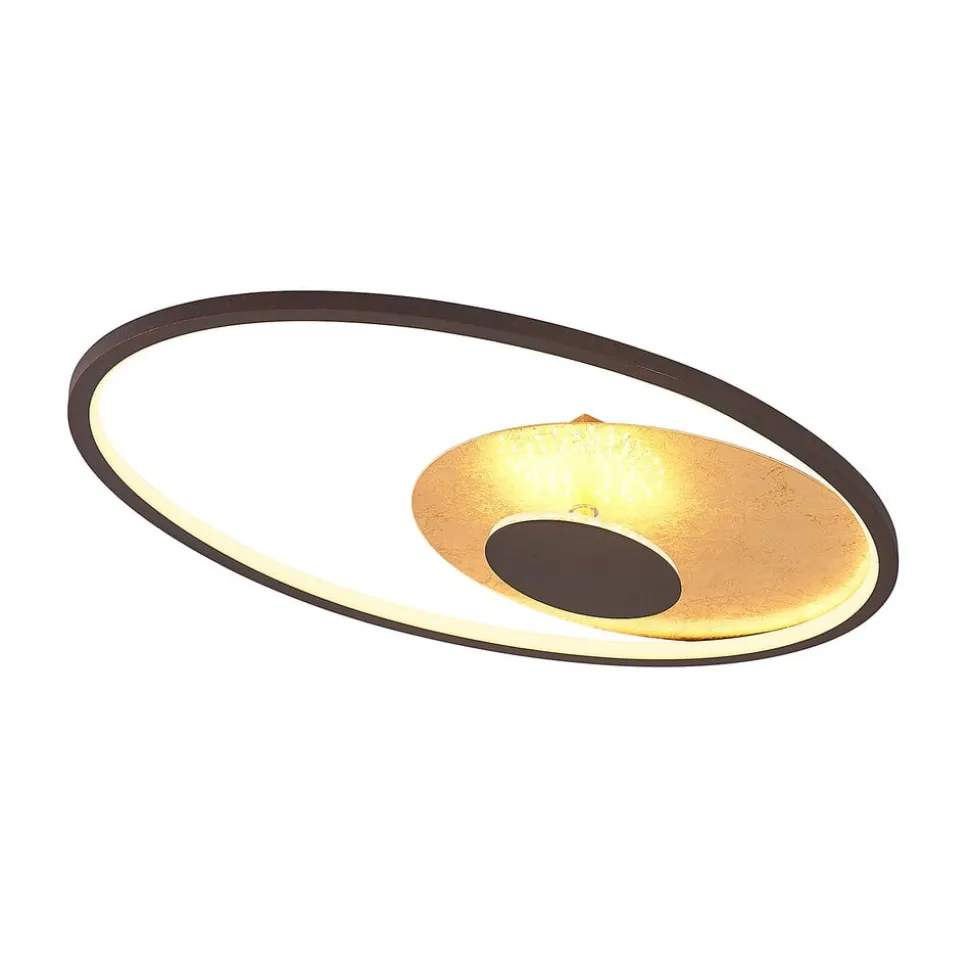 Lindby LED-loftlampe Feival, 61 cm, rust/guld, dæmpbar