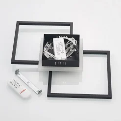 Lindby LED-loftlampe Fjardo, kantet, sort, CCT, fjernbetjening