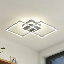 Lindby LED-loftlampe Fjardo, kantet, sølv, CCT, fjernbetjening