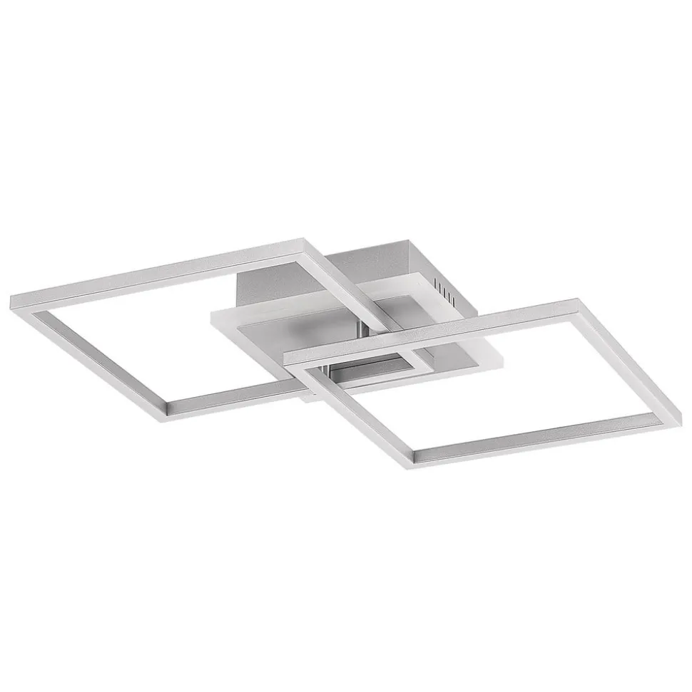 Lindby LED-loftlampe Fjardo, kantet, sølv, CCT, fjernbetjening