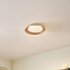 Lindby LED-loftlampe Florie, beige, metal, Ø 40 cm