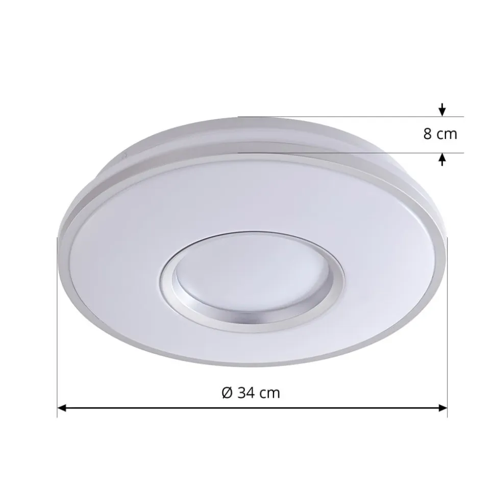 Lindby LED-loftlampe Furgo, sølv/hvid, plast, IP44