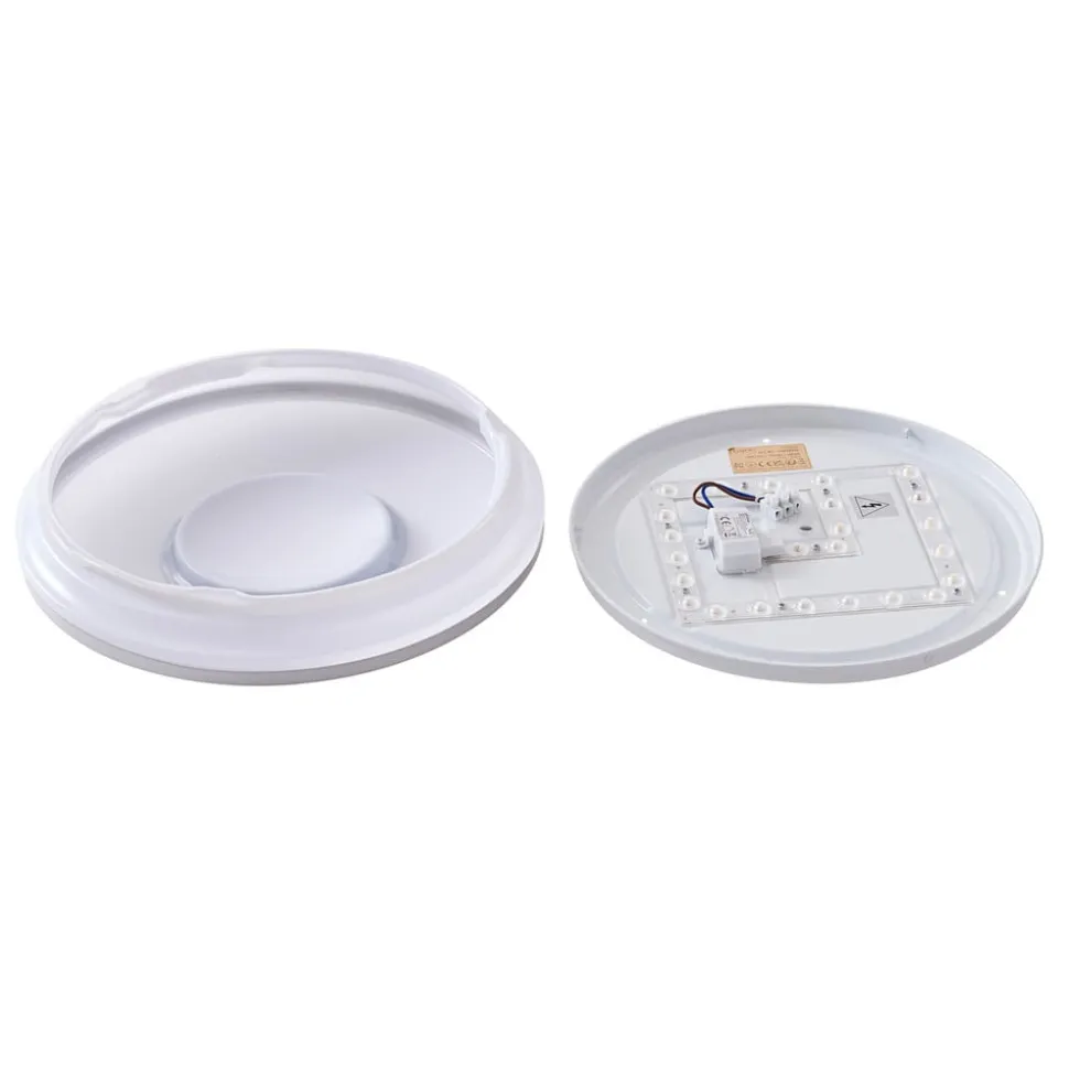 Lindby LED-loftlampe Furgo, sølv/hvid, plast, IP44