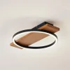 Lindby LED-loftlampe Galad, sort, træ, 30 cm, dæmpbar