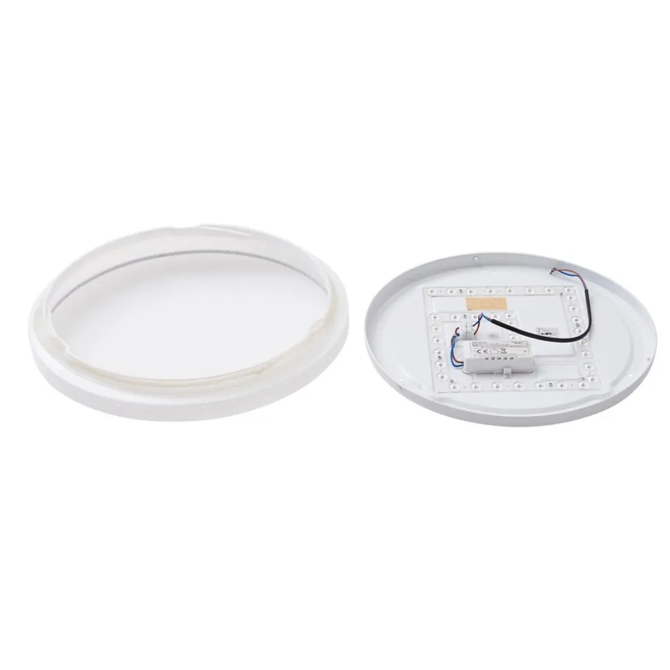Lindby LED-loftlampe Glamo, Ø 39 cm, krom, hvid, IP44