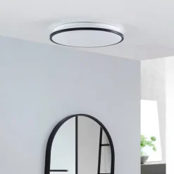 Lindby LED-loftlampe Glane, Ø 38 cm, sort/hvid, IP44