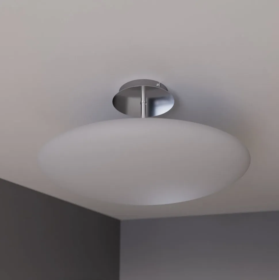 Lindby LED-loftlampe Gunda, hvid, glas, Ø 48 cm, dæmpbar