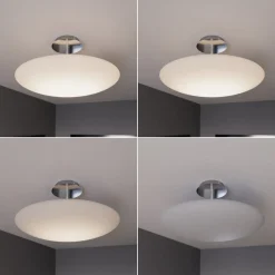 Lindby LED-loftlampe Gunda, hvid, glas, Ø 48 cm, dæmpbar