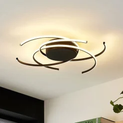 Lindby LED-loftlampe, Hamza, Ø 49 cm, sort, aluminium