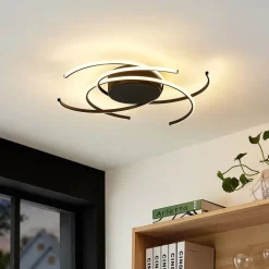 Lindby LED-loftlampe, Hamza, Ø 49 cm, sort, aluminium