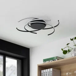 Lindby LED-loftlampe, Hamza, Ø 49 cm, sort, aluminium