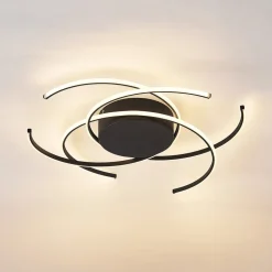 Lindby LED-loftlampe, Hamza, Ø 49 cm, sort, aluminium