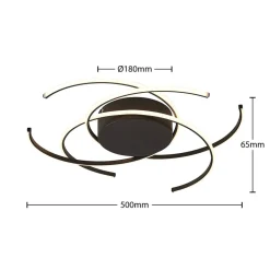 Lindby LED-loftlampe, Hamza, Ø 49 cm, sort, aluminium