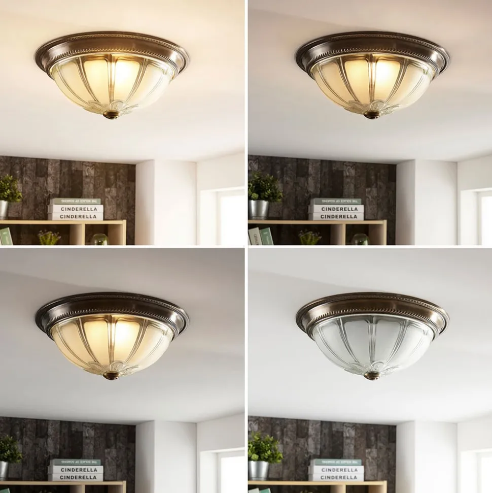 Lindby LED-loftlampe Henja, antik messing, Ø 32 cm, dæmpbar