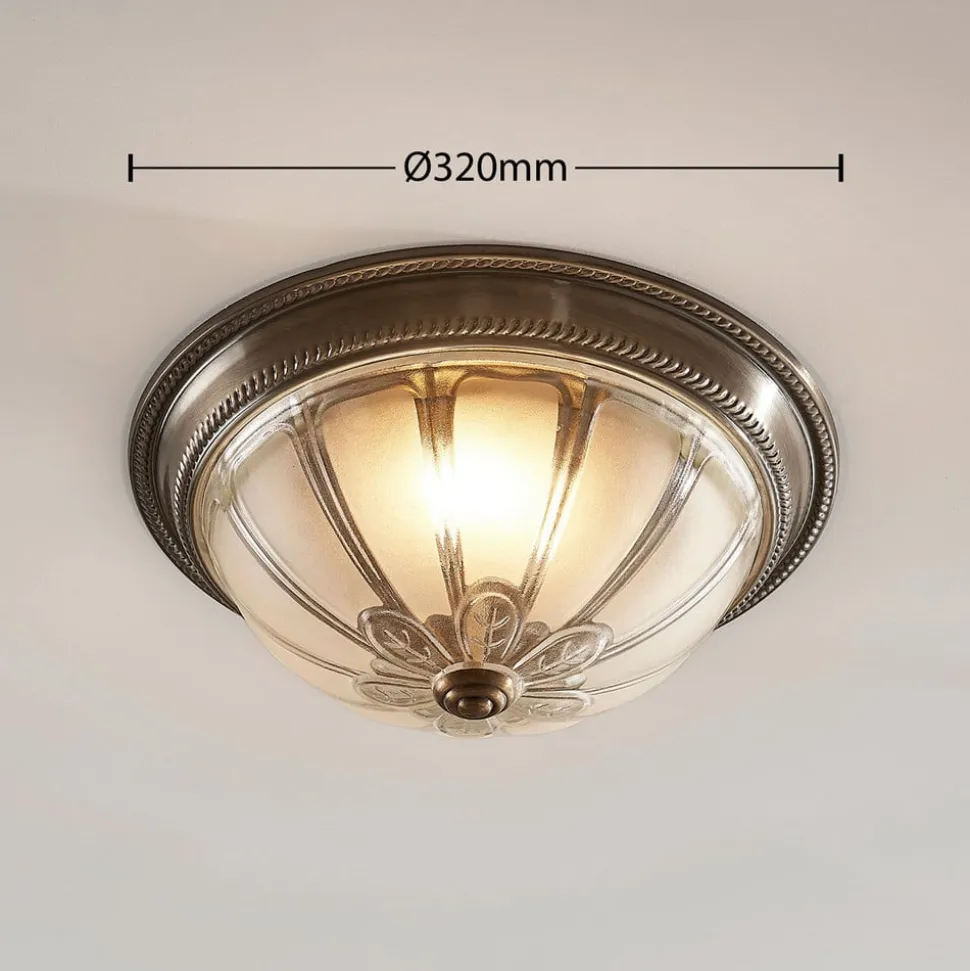 Lindby LED-loftlampe Henja, antik messing, Ø 32 cm, dæmpbar