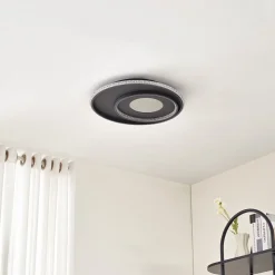 Lindby LED-loftlampe Inessa, Ø 51 cm, sort, CCT, dæmpbar