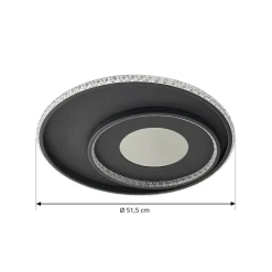 Lindby LED-loftlampe Inessa, Ø 51 cm, sort, CCT, dæmpbar