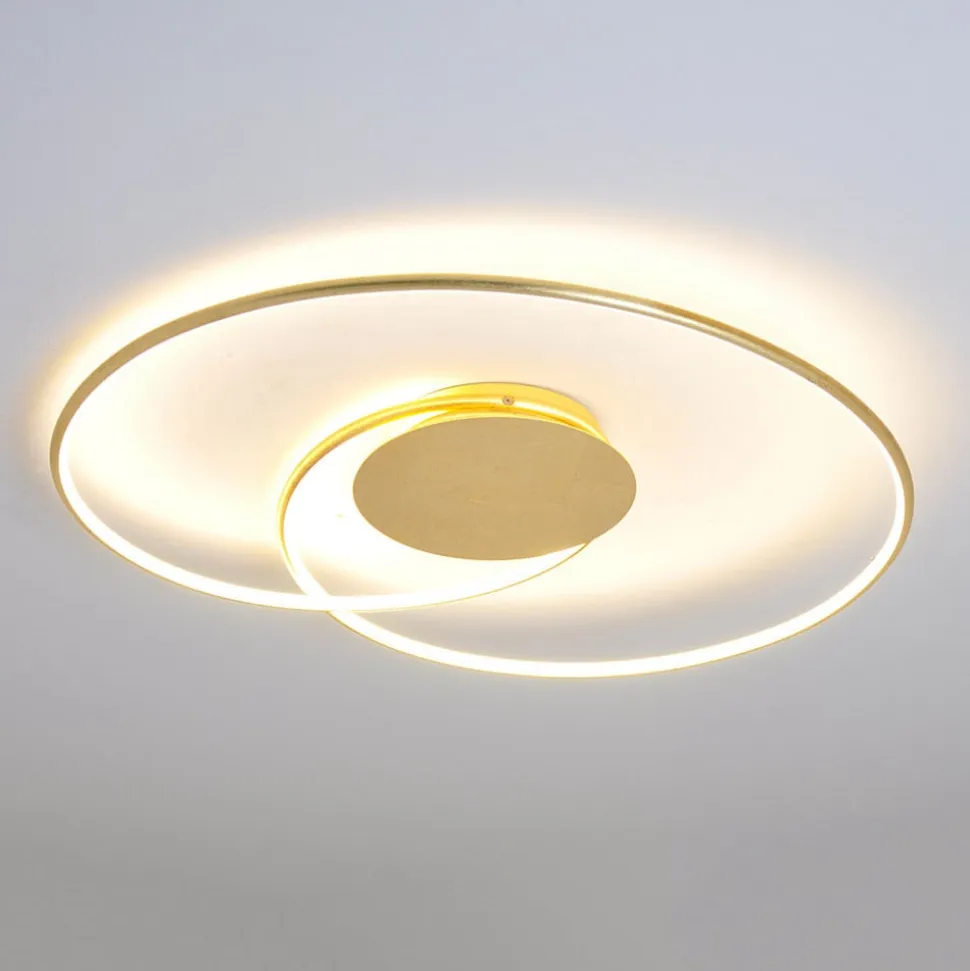 Lindby LED-loftlampe Joline, Ø 74 cm, guldfarvet, metal
