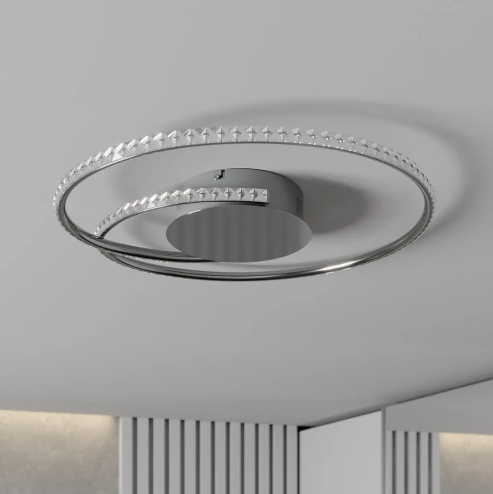 Lindby LED-loftlampe Joline, Ø 45 cm, krystaller, metal