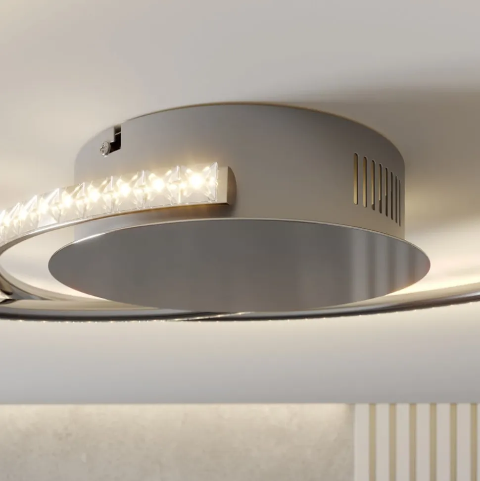 Lindby LED-loftlampe Joline, Ø 45 cm, krystaller, metal