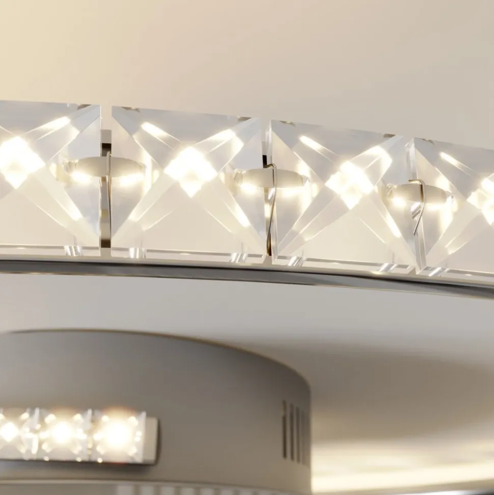 Lindby LED-loftlampe Joline, Ø 45 cm, krystaller, metal
