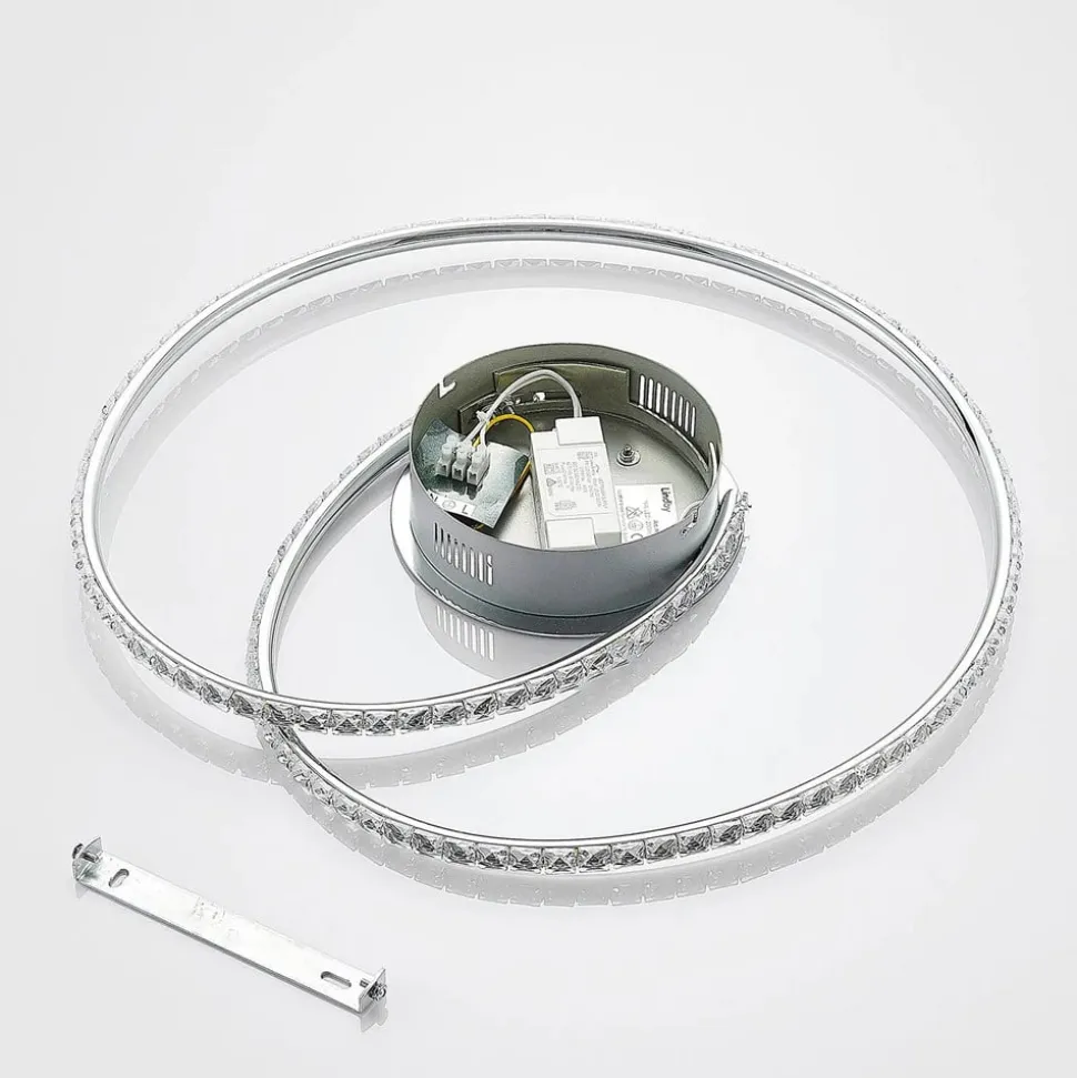 Lindby LED-loftlampe Joline, Ø 45 cm, krystaller, metal
