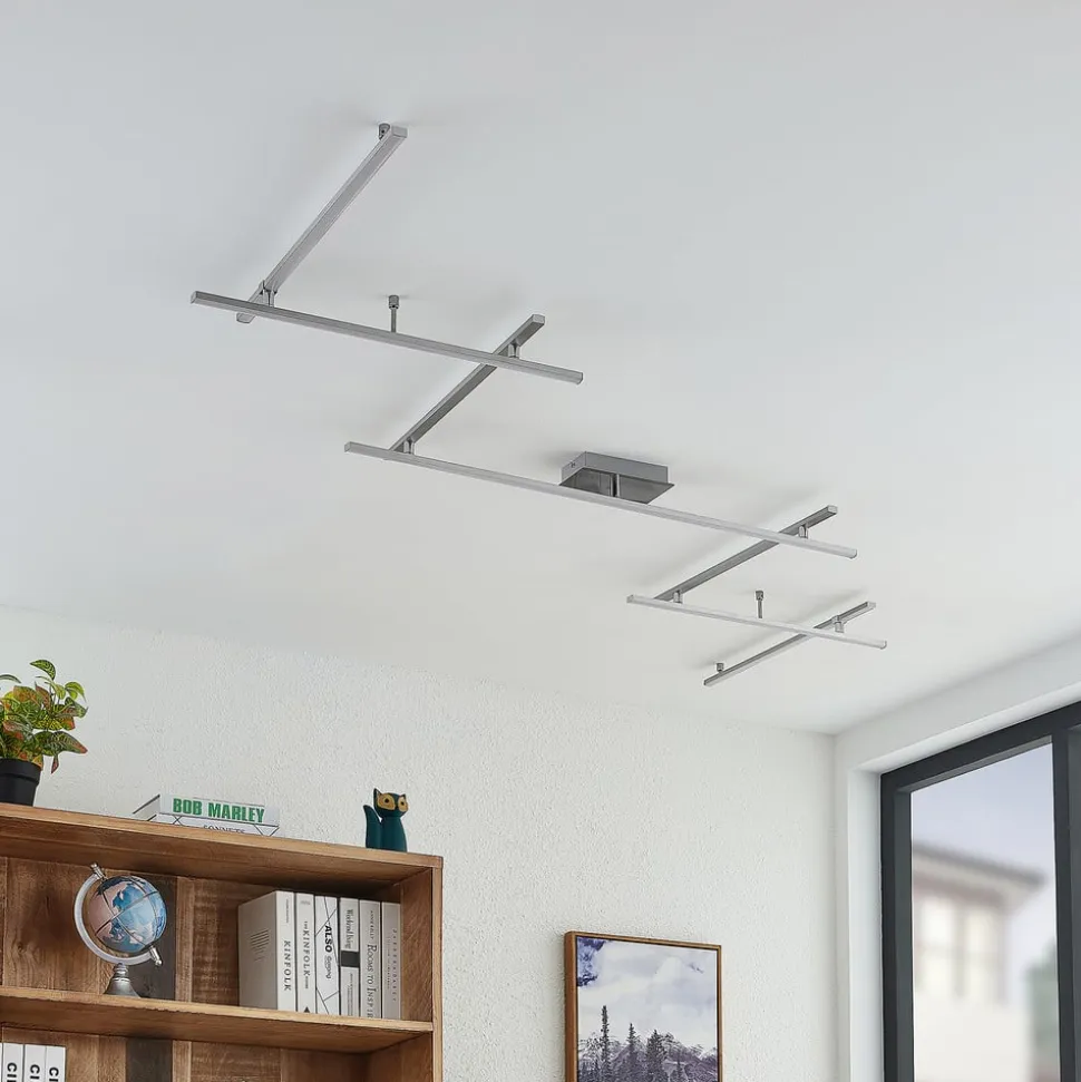 Lindby LED-loftlampe Kerem, 345 cm, nikkelfarvet, metal