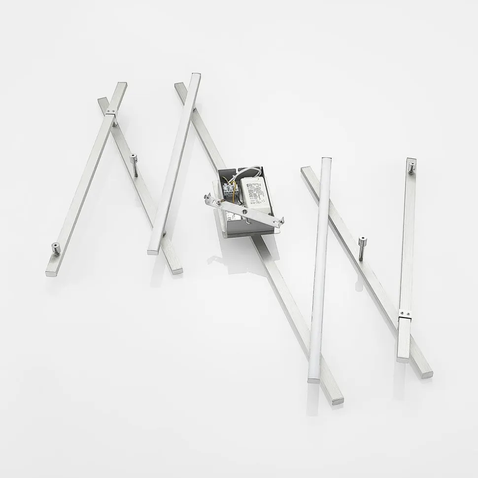 Lindby LED-loftlampe Kerem, 345 cm, nikkelfarvet, metal