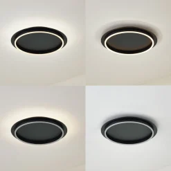Lindby LED-loftlampe Kunis, sort, plast, Ø 46 cm