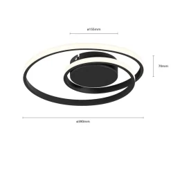 Lindby LED-loftlampe Kyron, sort, aluminium, dæmpbar, Ø45cm