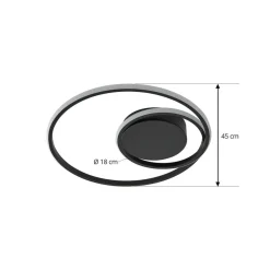 Lindby LED-loftlampe Kyron, sort, aluminium, dæmpbar, Ø45cm