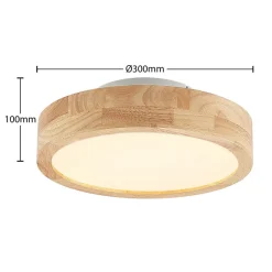Lindby LED-loftlampe Lanira, Ø 30 cm, træ, fjernbetjening, CCT