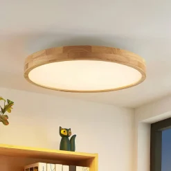 Lindby LED-loftlampe Lanira, Ø 60 cm, træ, fjernbetjening, CCT