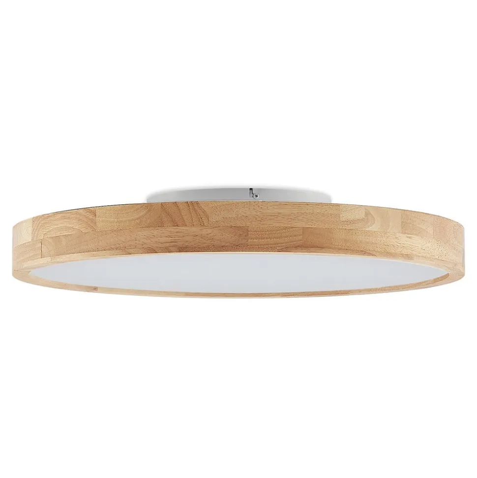 Lindby LED-loftlampe Lanira, Ø 60 cm, træ, fjernbetjening, CCT