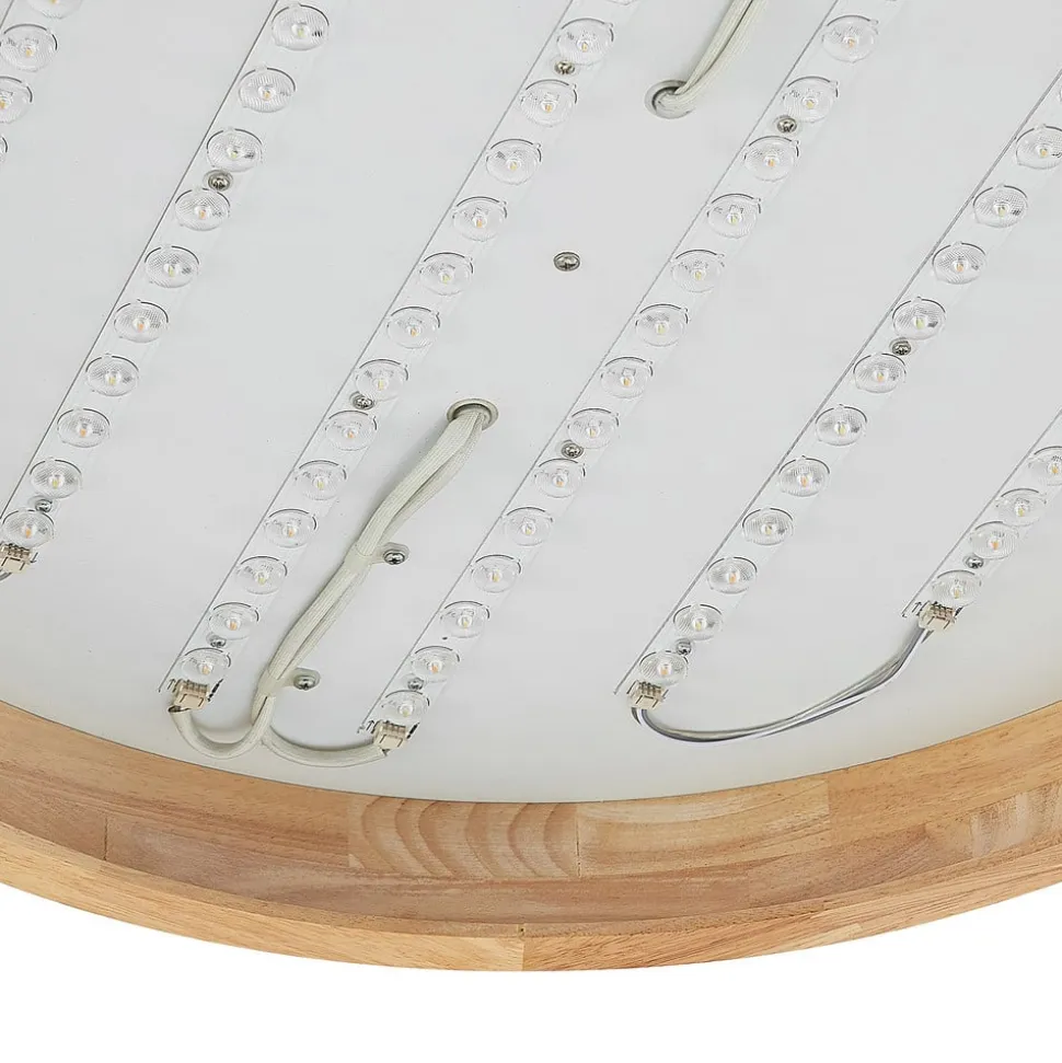 Lindby LED-loftlampe Lanira, Ø 60 cm, træ, fjernbetjening, CCT