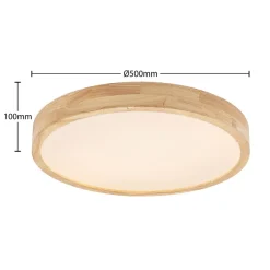 Lindby LED-loftlampe Lanira, Ø 50 cm, træ, fjernbetjening, CCT