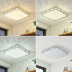 Lindby LED-loftlampe Lorand, krystaller, CCT, fjernbetjening