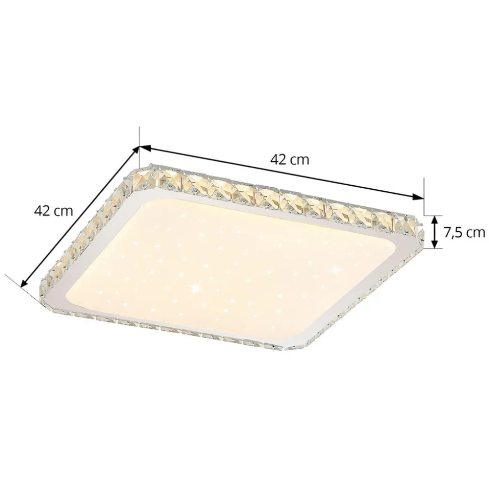 Lindby LED-loftlampe Lorand, krystaller, CCT, fjernbetjening