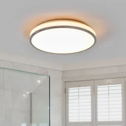 Lindby LED-loftlampe Lyss, Ø 40 cm, kromfarvet, IP44